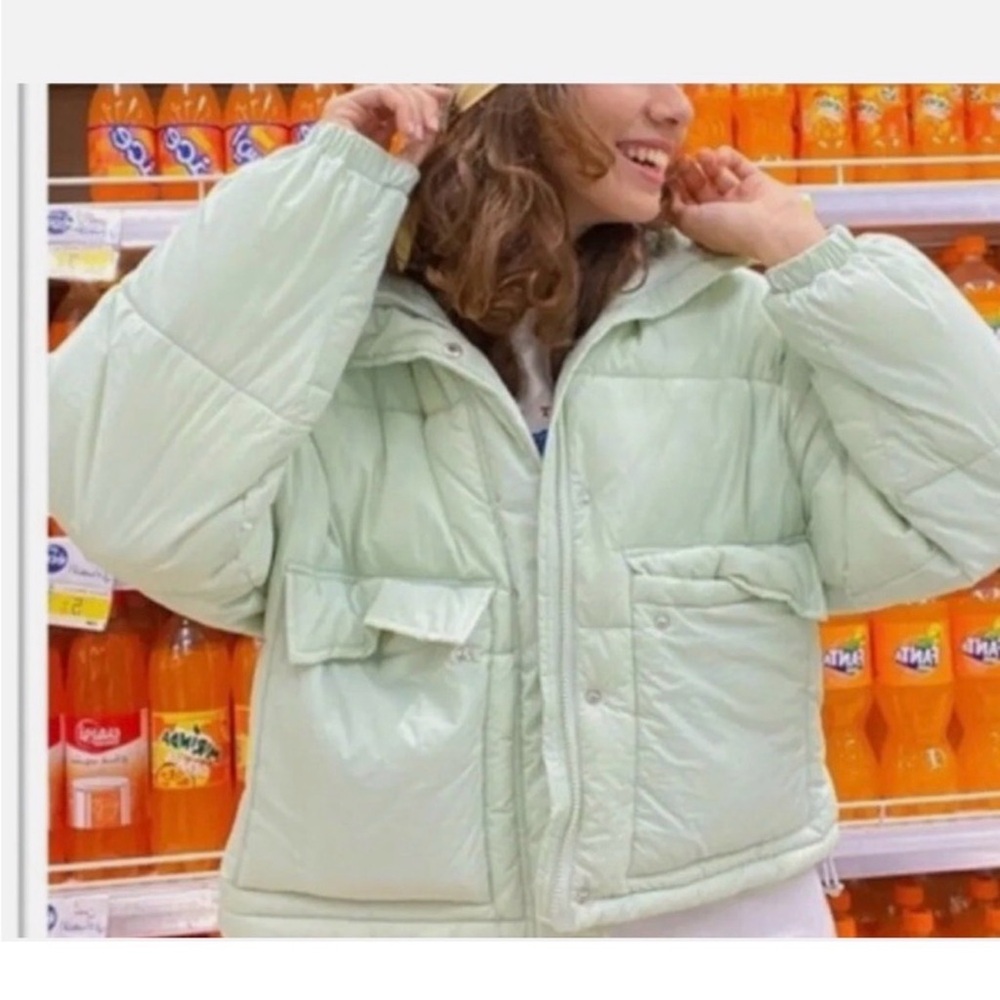 Free People FP Movement Phoebe Packable Mint Green Puffer Jacket NWT Size Small